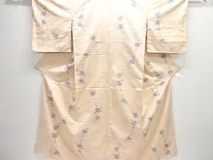 未使用品　草花模様織り出し手織り紬着物